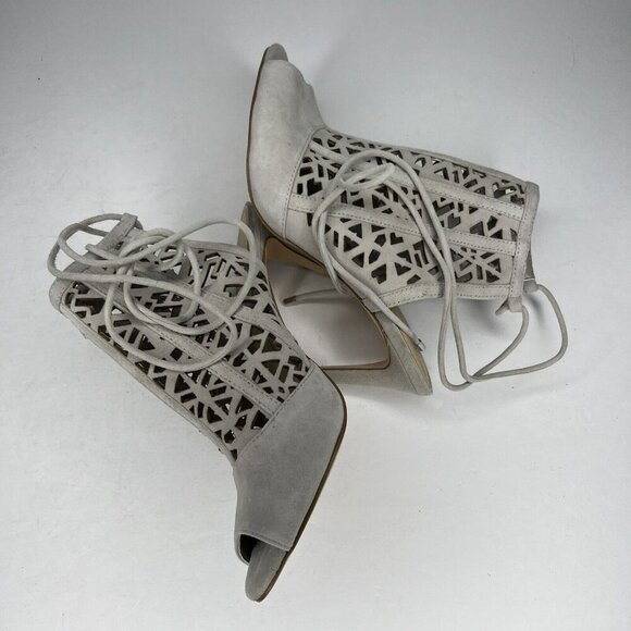 Gianni Bini Newbuck Soft Gray Suede Leather Cut-Out Heels Womens Size 7 - Picture 6 of 9